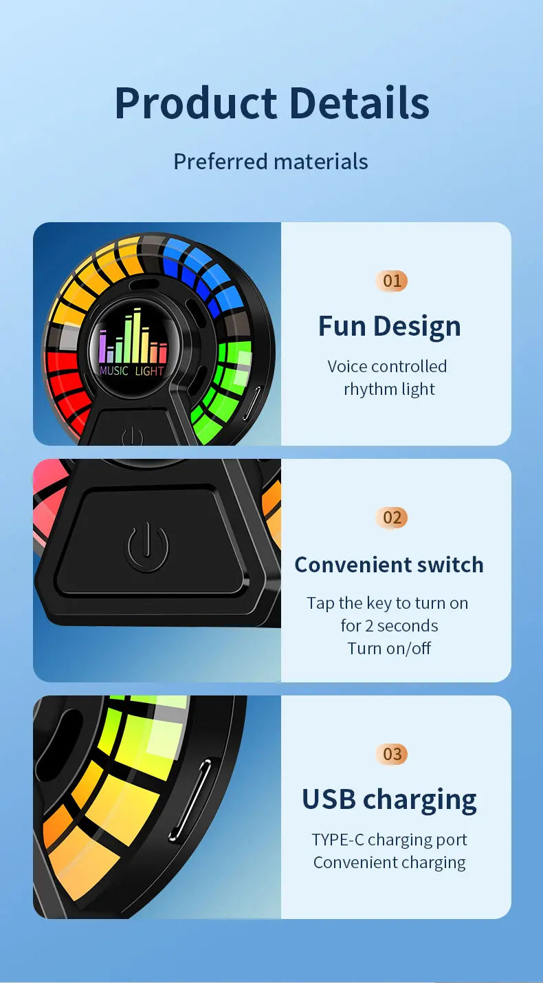 Ambientador de salida de aire para coche, aromaterapia rgb, lámpara de captación de sonido, lámpara LED de respiración, fragancia Floral de océano largo, aromaterapia sólida