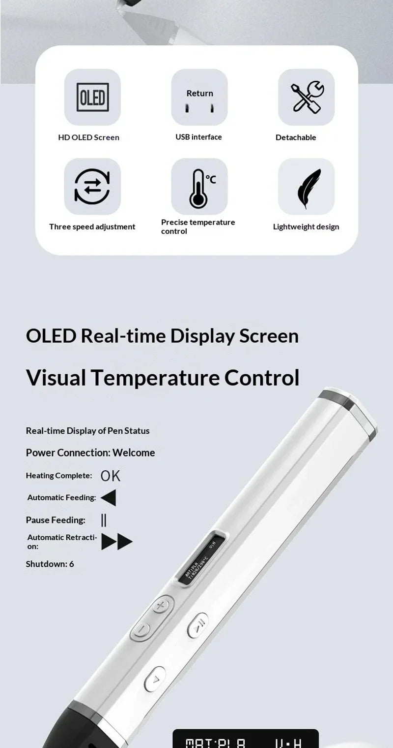 Lápiz de Impresión 3D Profesional con Pantalla OLED