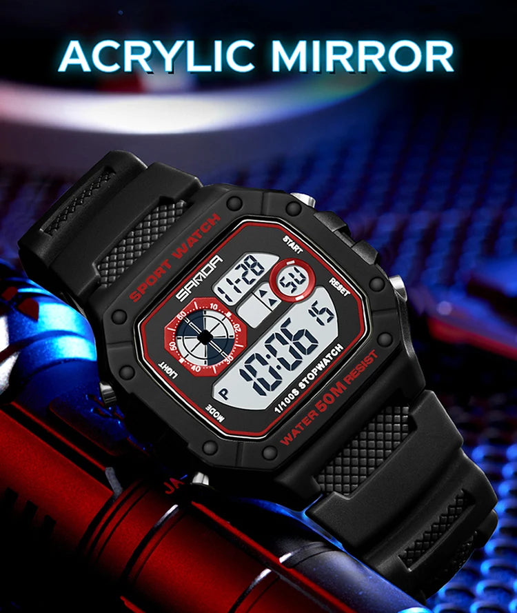 Reloj Digital SANDA 2202 para Hombre, LED Deportivo Impermeable 5 Bar
