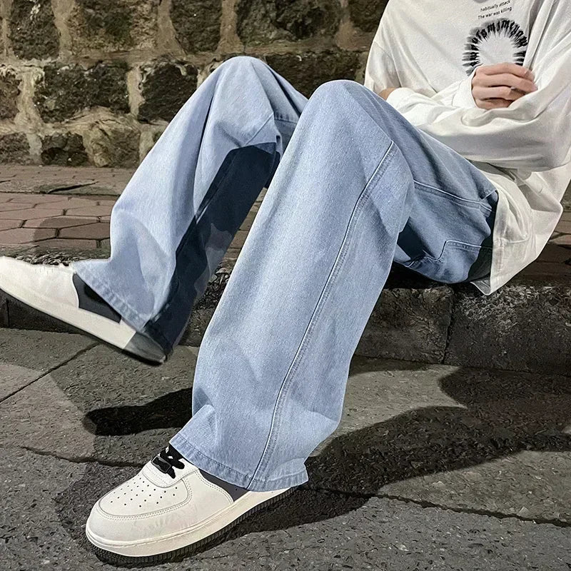 Pantalones Vaqueros Coreanos Sueltos, Estilo Calle, Pierna Ancha