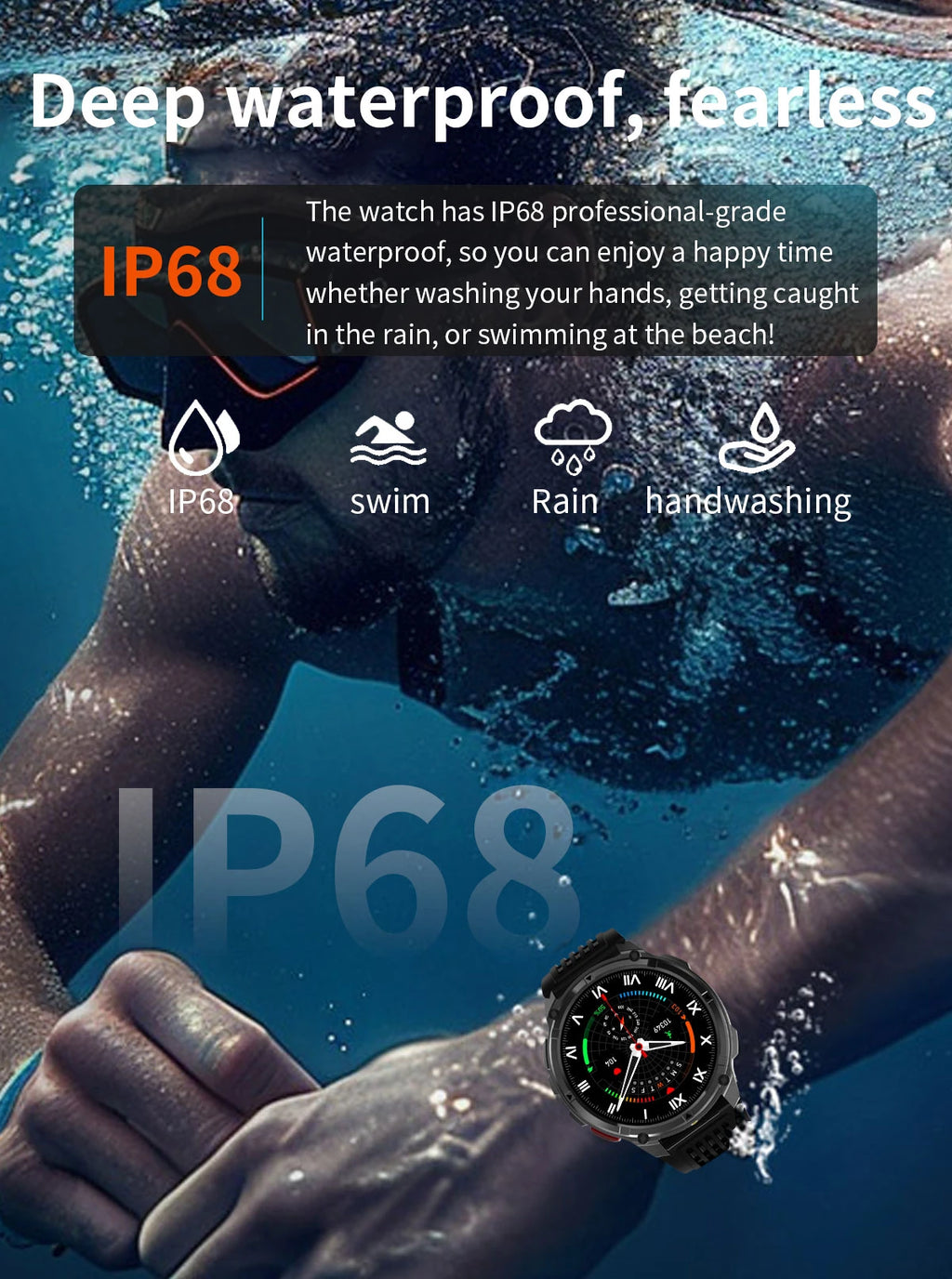 Reloj Inteligente AMOLED 1100mAh con Linterna LED, IP69 y Llamadas Bluetooth