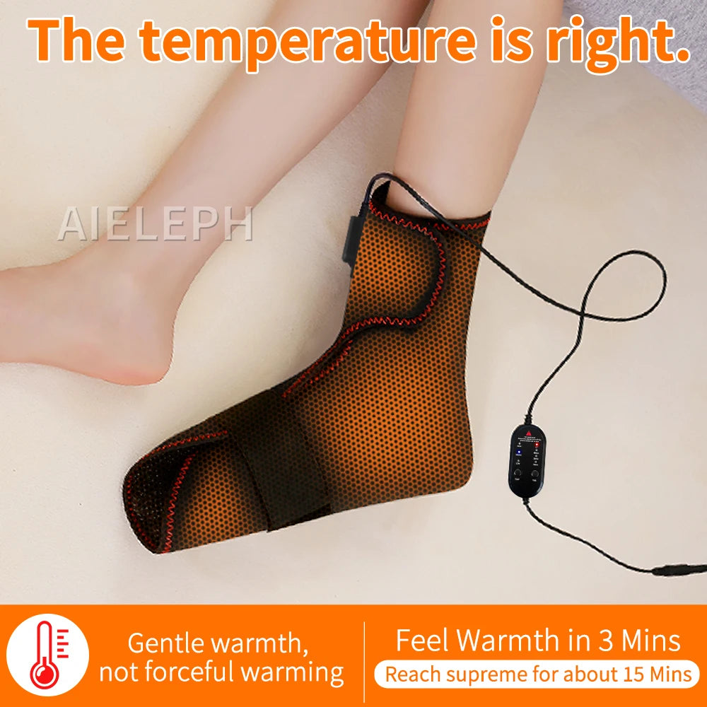 Masajeador de pies eléctrico con calor y vibración, para recuperación, terapia de calor, alivio del dolor, lesiones deportivas, calidez de las articulaciones, temporizador de 3 niveles