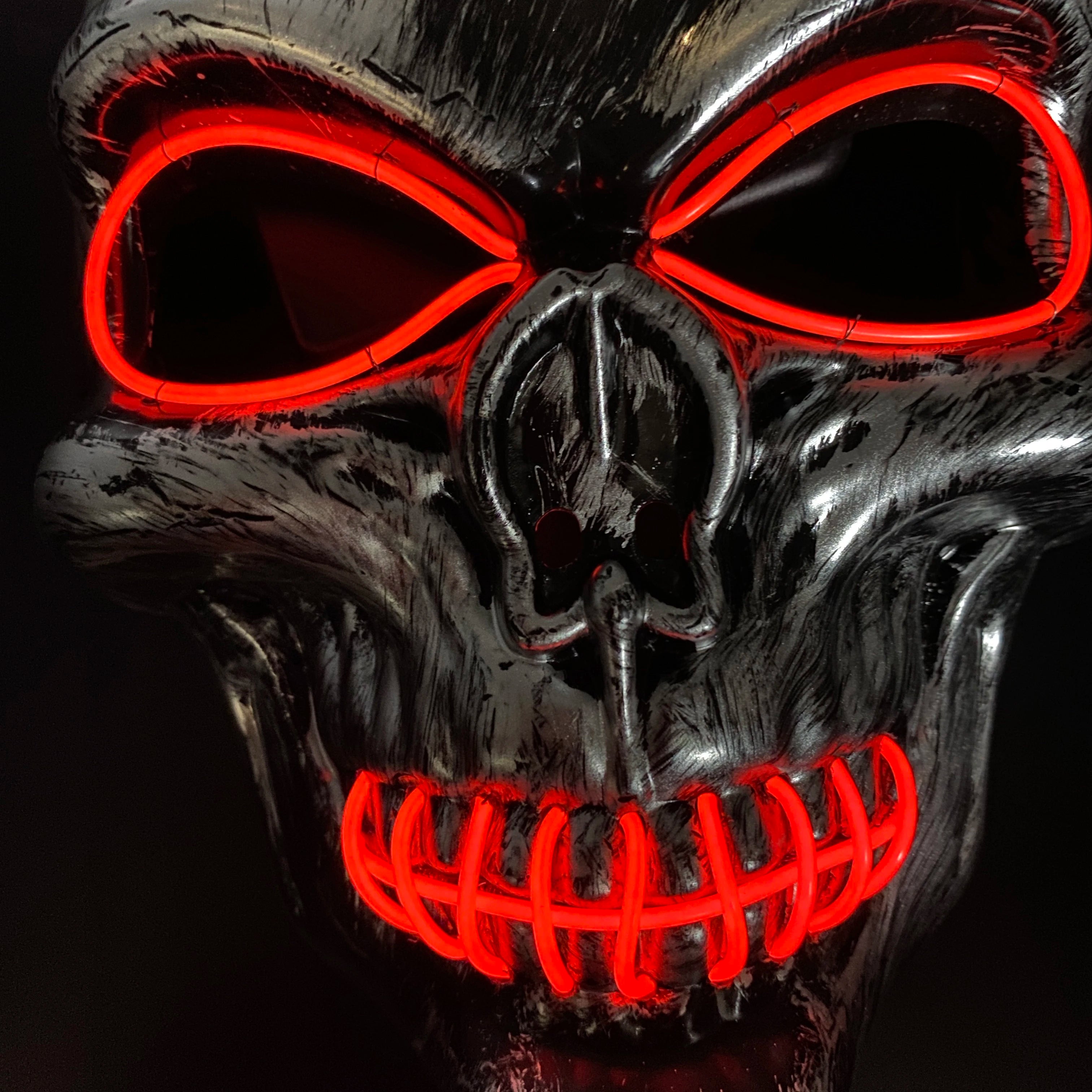 Máscara de calavera malvada, mascarada de Carnaval de Halloween, Casa Encantada, decoración aterradora, esqueleto de Cosplay, Fiesta Temática aterradora, máscara iluminada