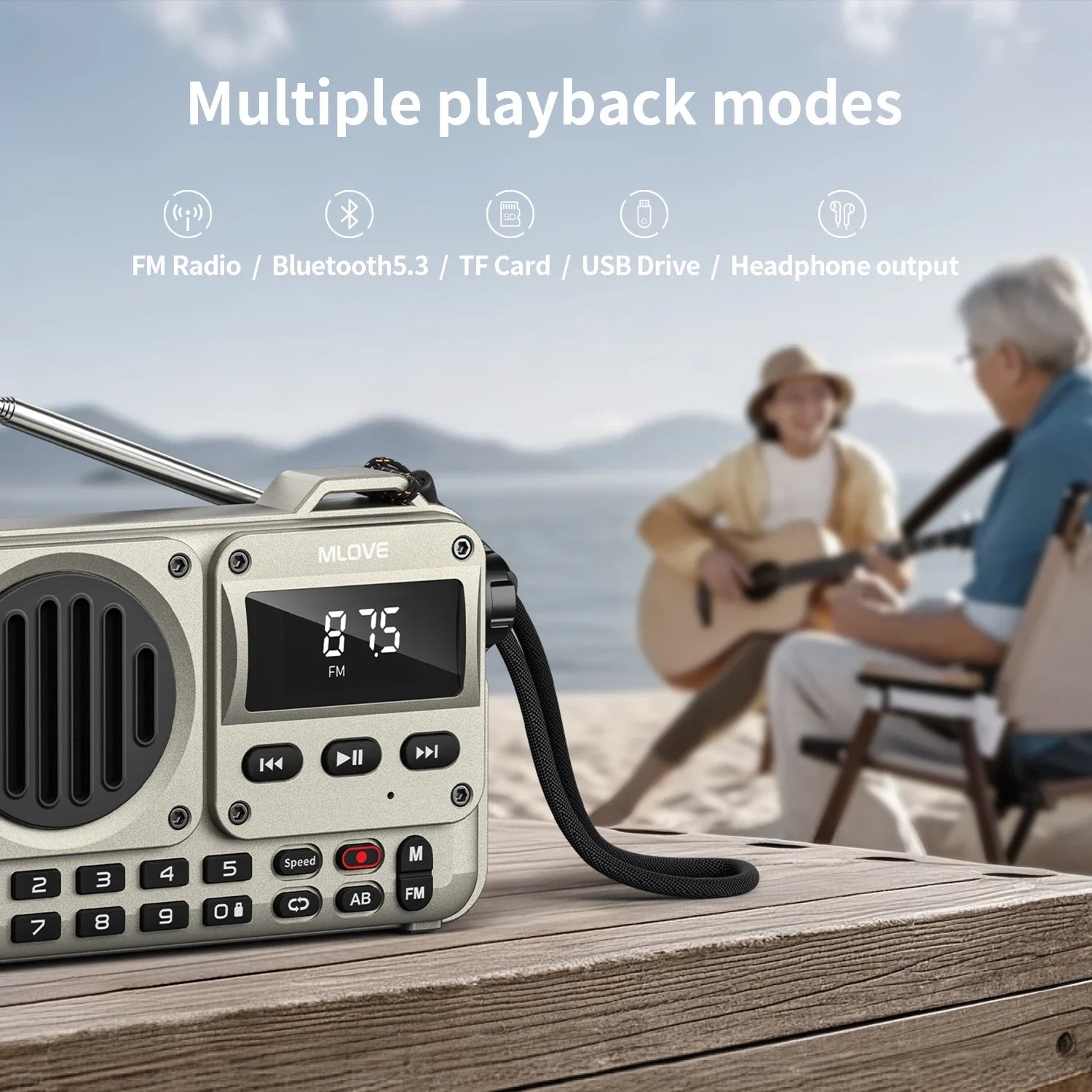 MLOVE BV800P Altavoz Bluetooth Radio FM MP3