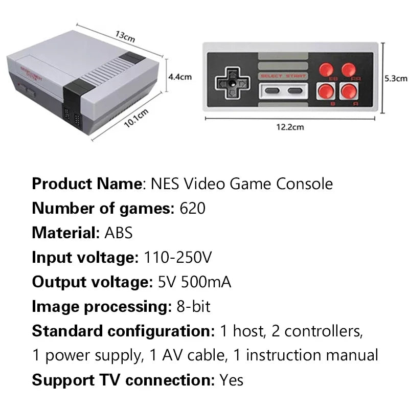 Consola de videojuegos familiar Retro para reproductor de juegos FC Home, salida AV, juego clásico FC620 integrado con mando con cable para niños