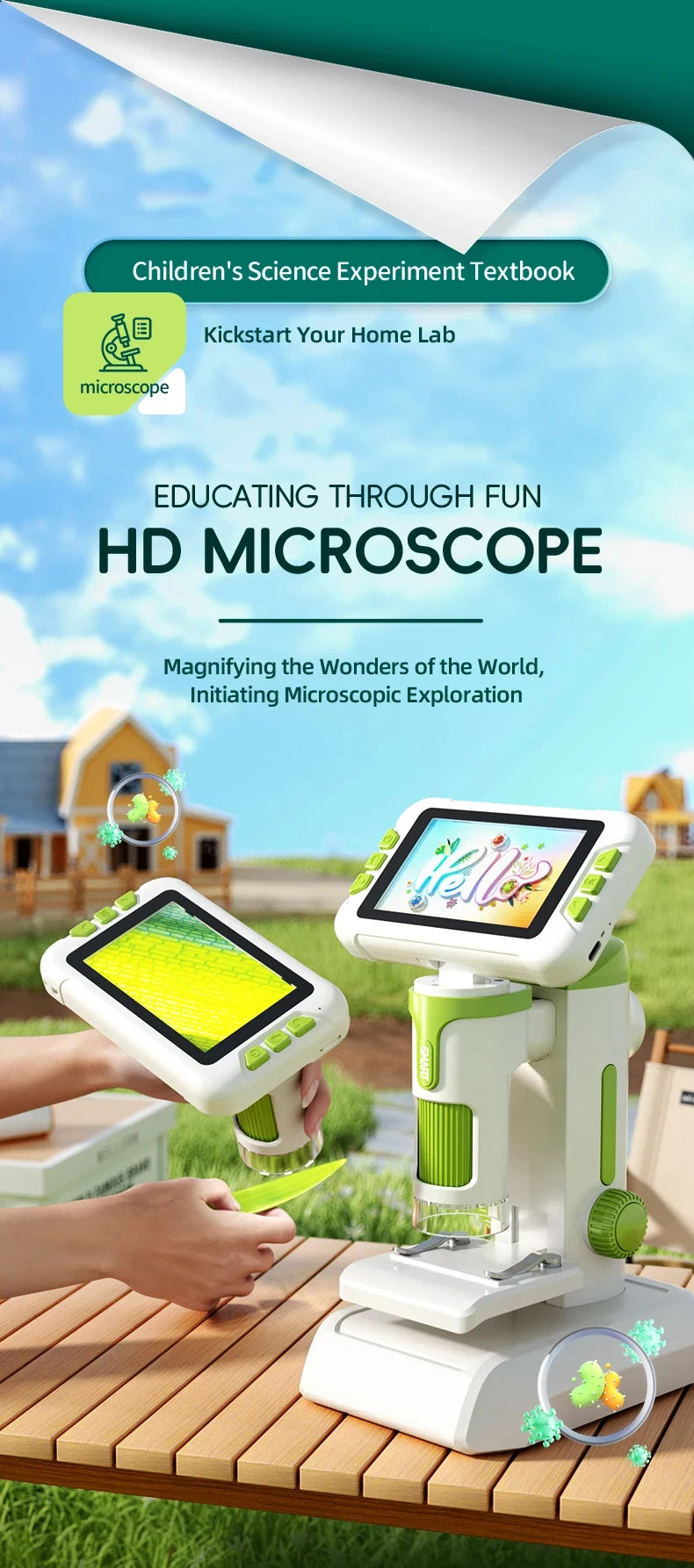 Microscopio Digital 3 en 1 1600X para Niños, Educativo