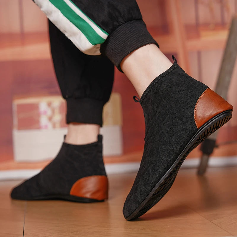 YRZL Mocasines para hombre de malla transpirable, mocasines ligeros de conducción de caña alta, zapatos casuales sin cordones para hombres, zapatos cómodos para caminar