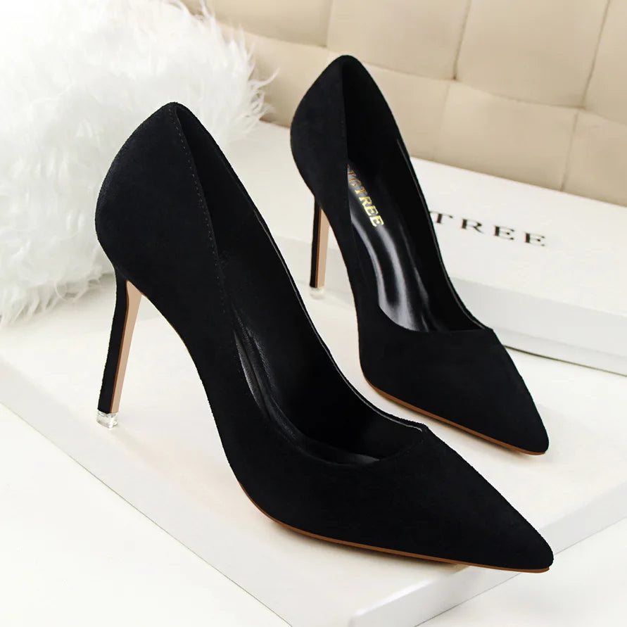 Zapatos de Tacón Alto 9cm para Mujer - Gamuza, Tallas Grandes