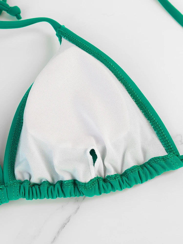 Bikini Tanga Mujer Dos Piezas con Cordones, Estilo Playa Verano