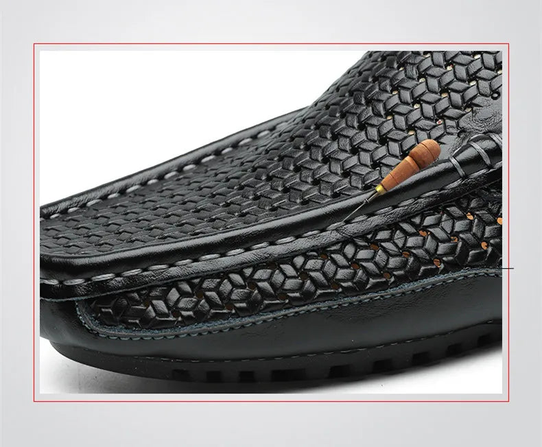 Zapatos Negros para Hombre 2026, Mocasines Casuales de Cuero Genuino, Marca de Lujo Italiana, Transpirables, Estilo Náutico