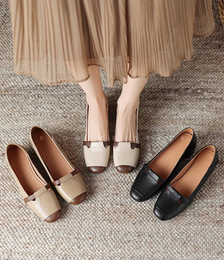 Zapatos Mary Jane vintage de cuero suave para mujer de otoño 2025, tacón grueso, suela suave cómoda, elegante y versátil