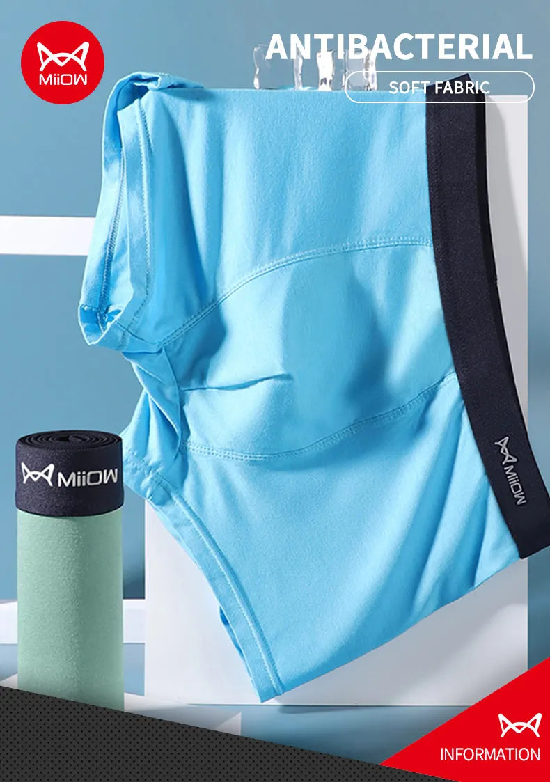 MiiOW-bóxer de seda de hielo para hombre, ropa interior cómoda de algodón, piezas, antibacteriano, lencería, 3 L-5XL