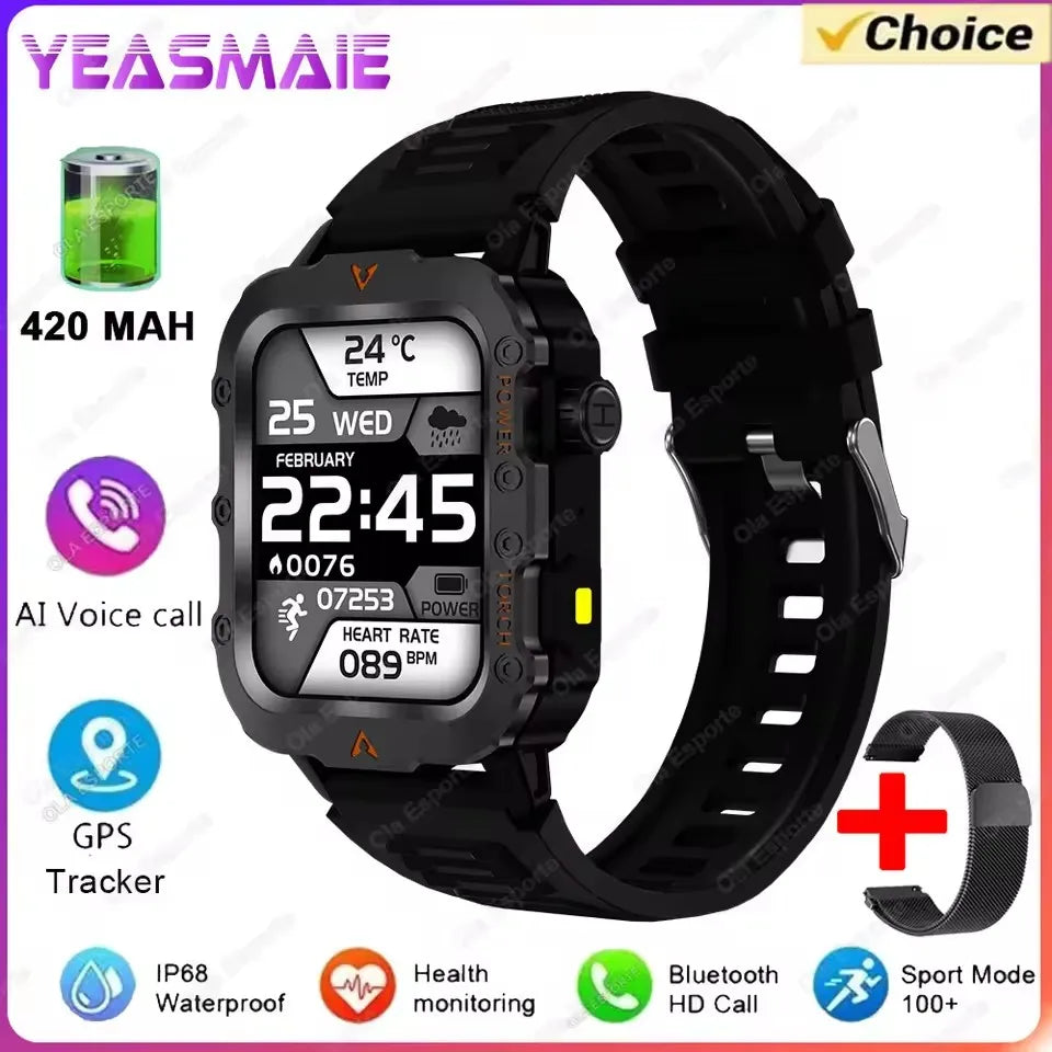 Smartwatch Militar Resistente con Llamadas Bluetooth y Voz AI