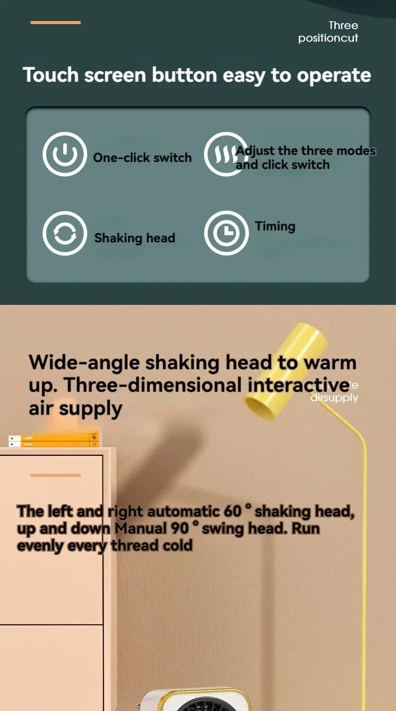 Mini calentador eléctrico para el hogar y dormitorio, pequeño y portátil, con protección contra vuelcos y sobrecalentamiento.
