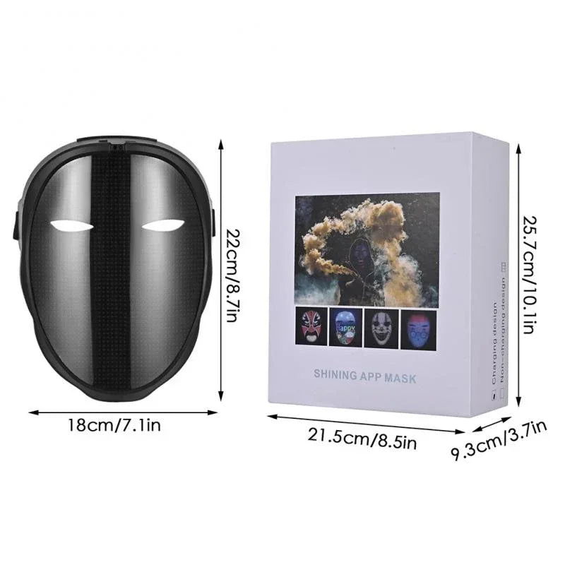 Máscara LED Inteligente Programable, Controlada por Aplicación Bluetooth, Cambia de Expresión Facial, Fotos Personalizadas, Cosplay, Fiesta de Halloween