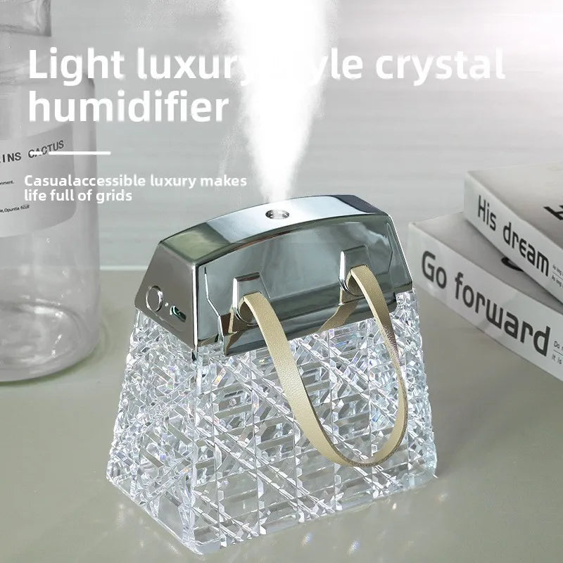 Humidificador ultrasónico con bolsa de cristal 300 ml, difusor de aromas USB con luces de color