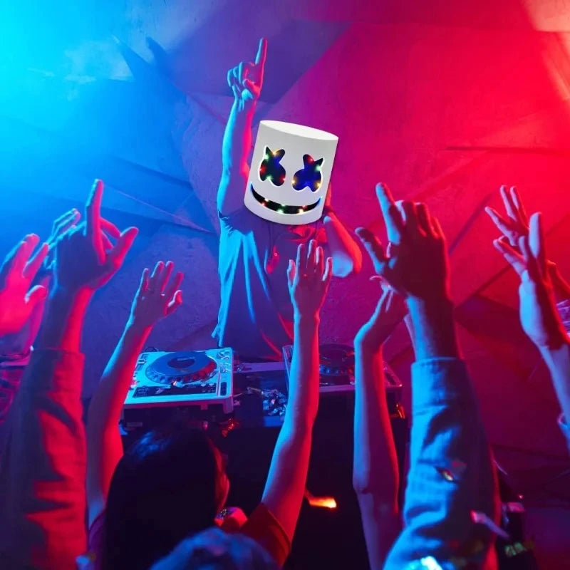 Máscara LED de DJ para Halloween, Máscara Realista de Marshmello, Máscara de Casco Transpirable, Duradera, para Carnaval, Festival, Fiesta de Halloween, Cosplay