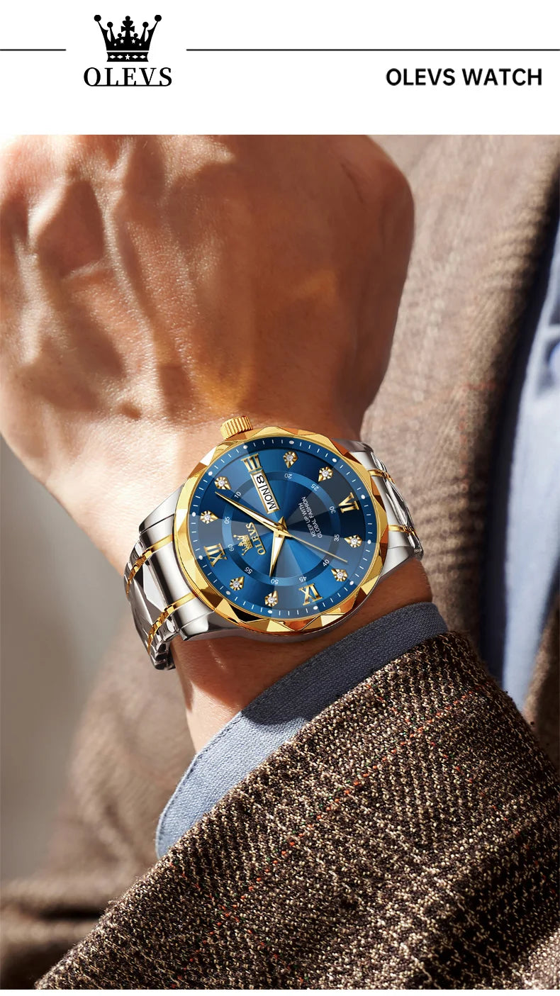 Reloj de Cuarzo OLEVS para Hombre con Calendario de Acero Inoxidable