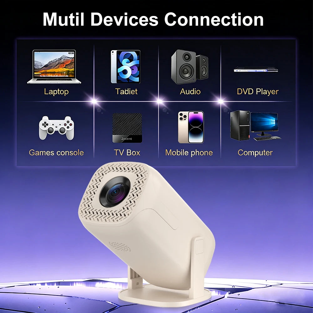 Mini proyector Android 14, decodificación 8K, WiFi6 y keystone automático