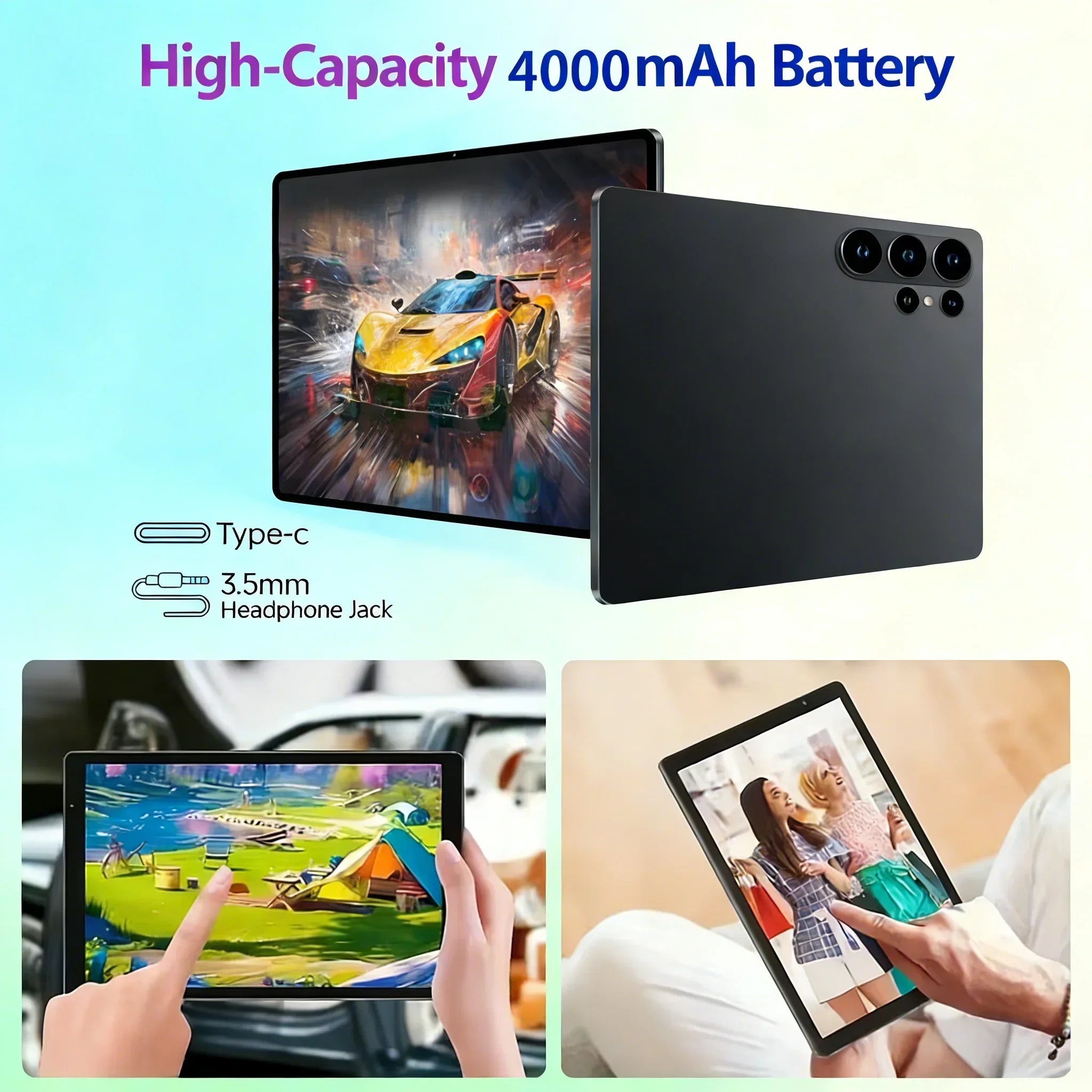 Tablet Android 15 de 8GB+256GB, Tablet con Cámara HD y Batería de 4000mAh, Tablet Android Multifuncional