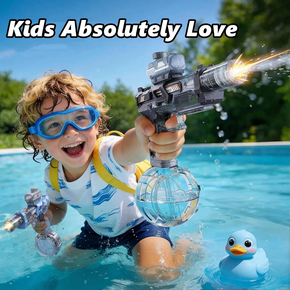 Pistola de Agua Eléctrica con LED para Adultos y Niños Gran Alcance