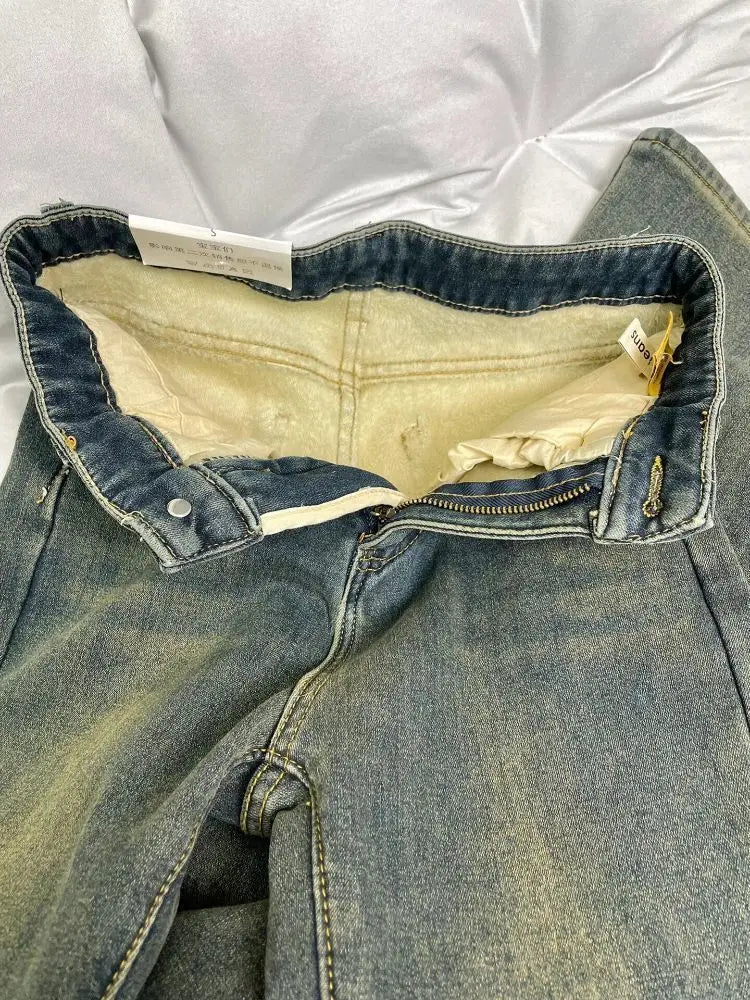 Pantalones Vaqueros Bootcut Vintage con Forro Polar