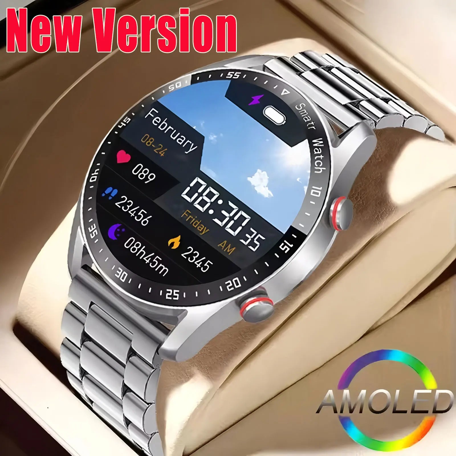 ECG + PPG Bluetooth llamada reloj inteligente hombres láser salud presión arterial Fitnes relojes deportivos hombre deportes impermeable Smartwatch + caja