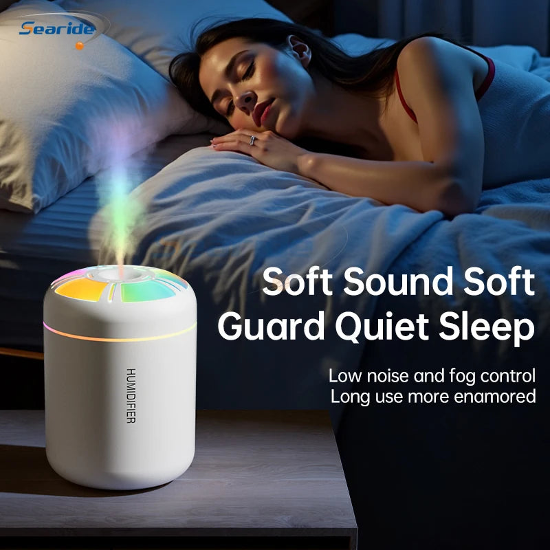 Mini humidificador USB Searide 180ml con difusor de aromas y luces de colores