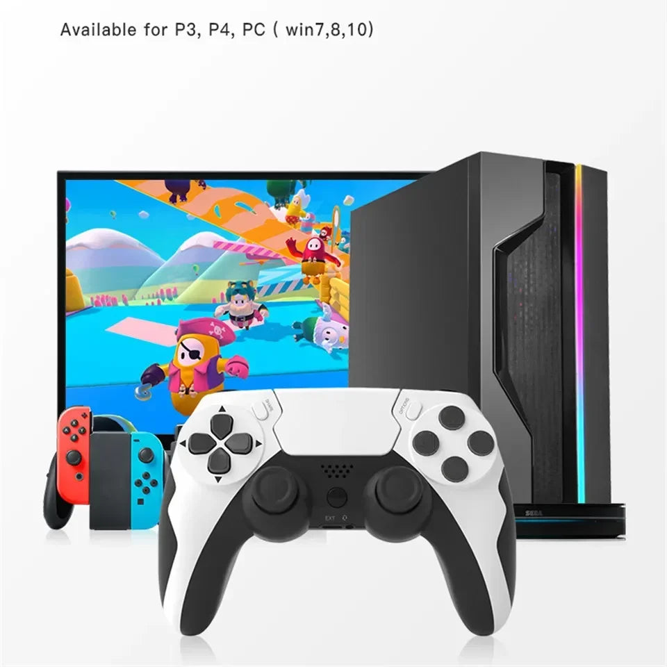 GAMINJA-mando inalámbrico con Bluetooth, doble vibración, 6 ejes, panel táctil, micrófono, puerto de auriculares para PS4, PS3, PC