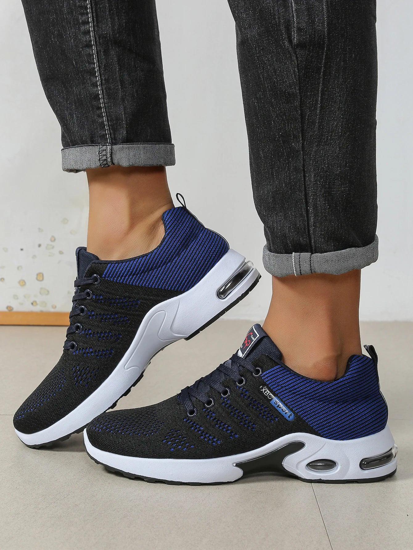 Zapatos para hombre, zapatillas para correr con cordones súper transpirables a la moda, comodidad antideslizante, duradera y con almohada, zapatillas de deporte de moda para hombre