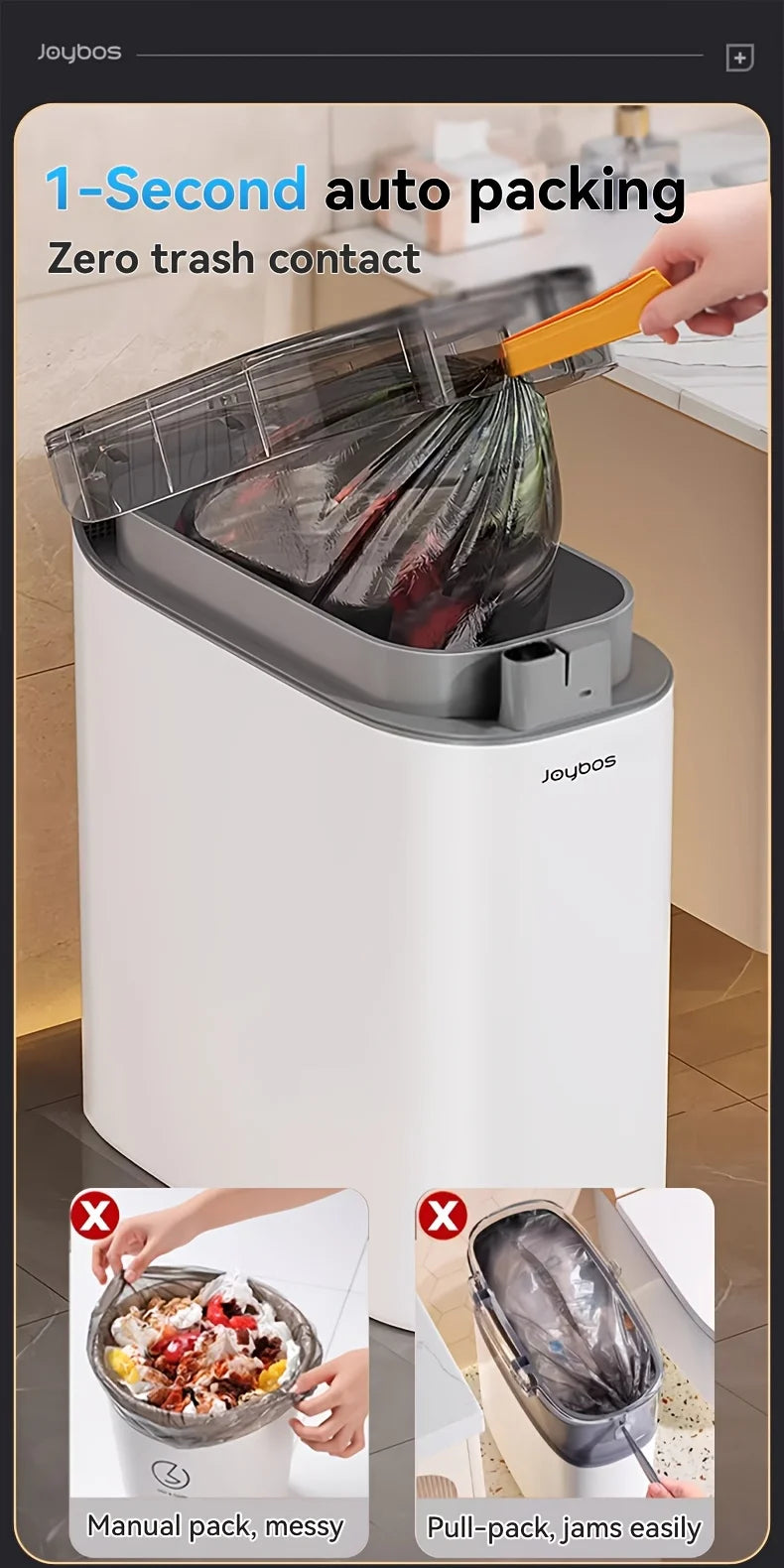 Cesto inteligente con sensor Joybos, adsorción automática de bolsas