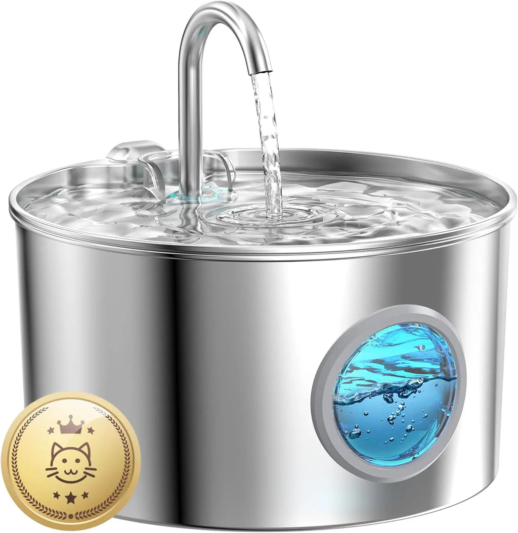 Fuente de agua para mascotas de acero inoxidable de 2,2 l/3,2 l, dispensador de agua para perros y gatos, fuente de agua automática con bomba silenciosa, tazón de agua para gatos