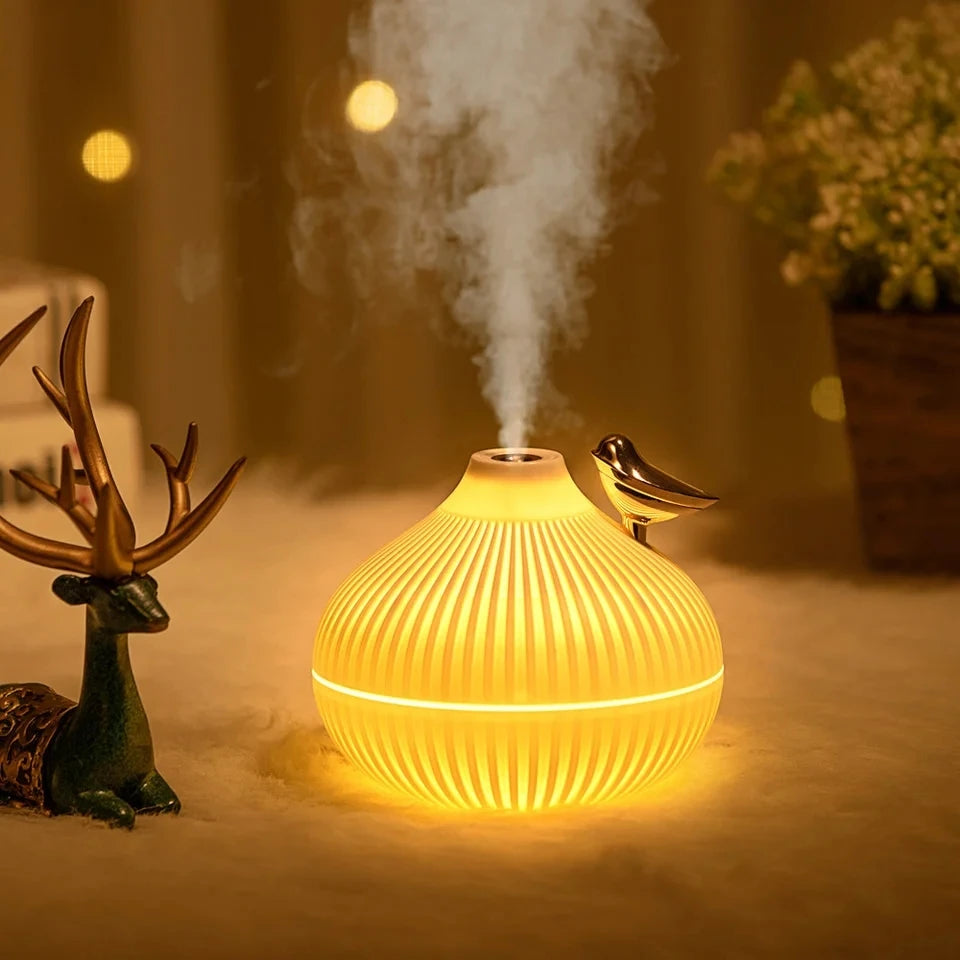 Humidificador de aire USB de 300ml, Mini difusor de Aroma de agua con luz LED nocturna cálida para el hogar, Humidificador ultrasónico de niebla fría