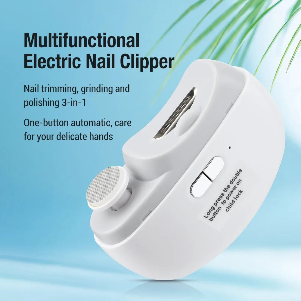 Cortauñas eléctrico para pulir y pulir con cortauñas automático ligero, cortador de uñas recargable, manicura para bebés y adultos