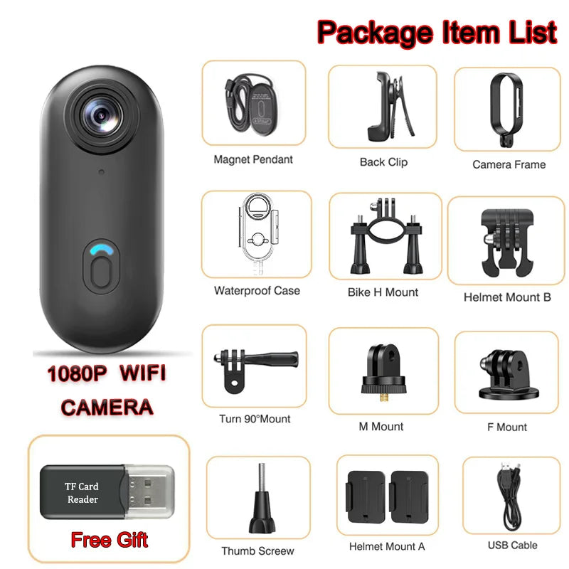 Mini Cámara de Acción 1080P Portátil para Vlogging