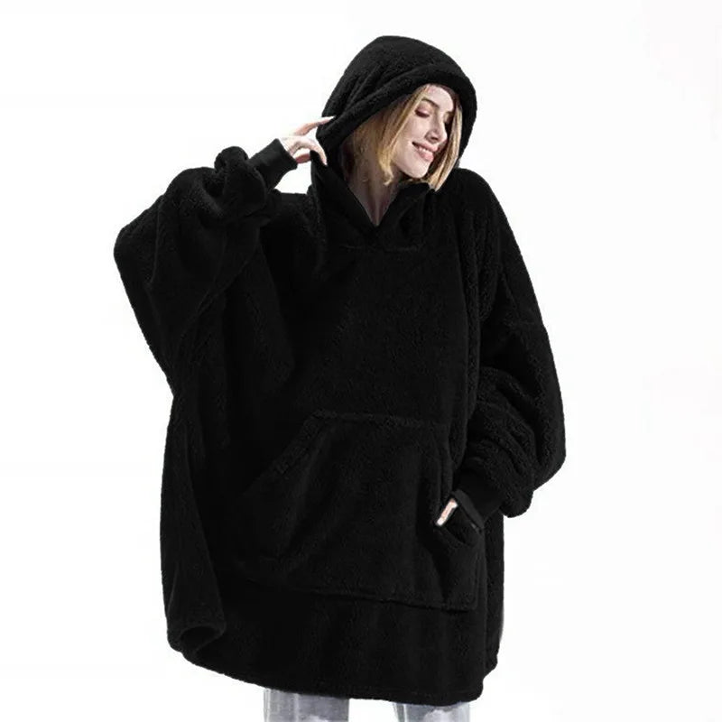 Sudadera polar con capucha para mujer, holgada talla única
