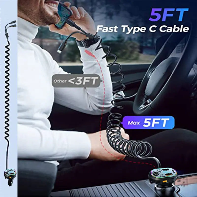 Transmisor FM Bluetooth 5.0 para Auto con Carga Rápida Type-C PD 25W