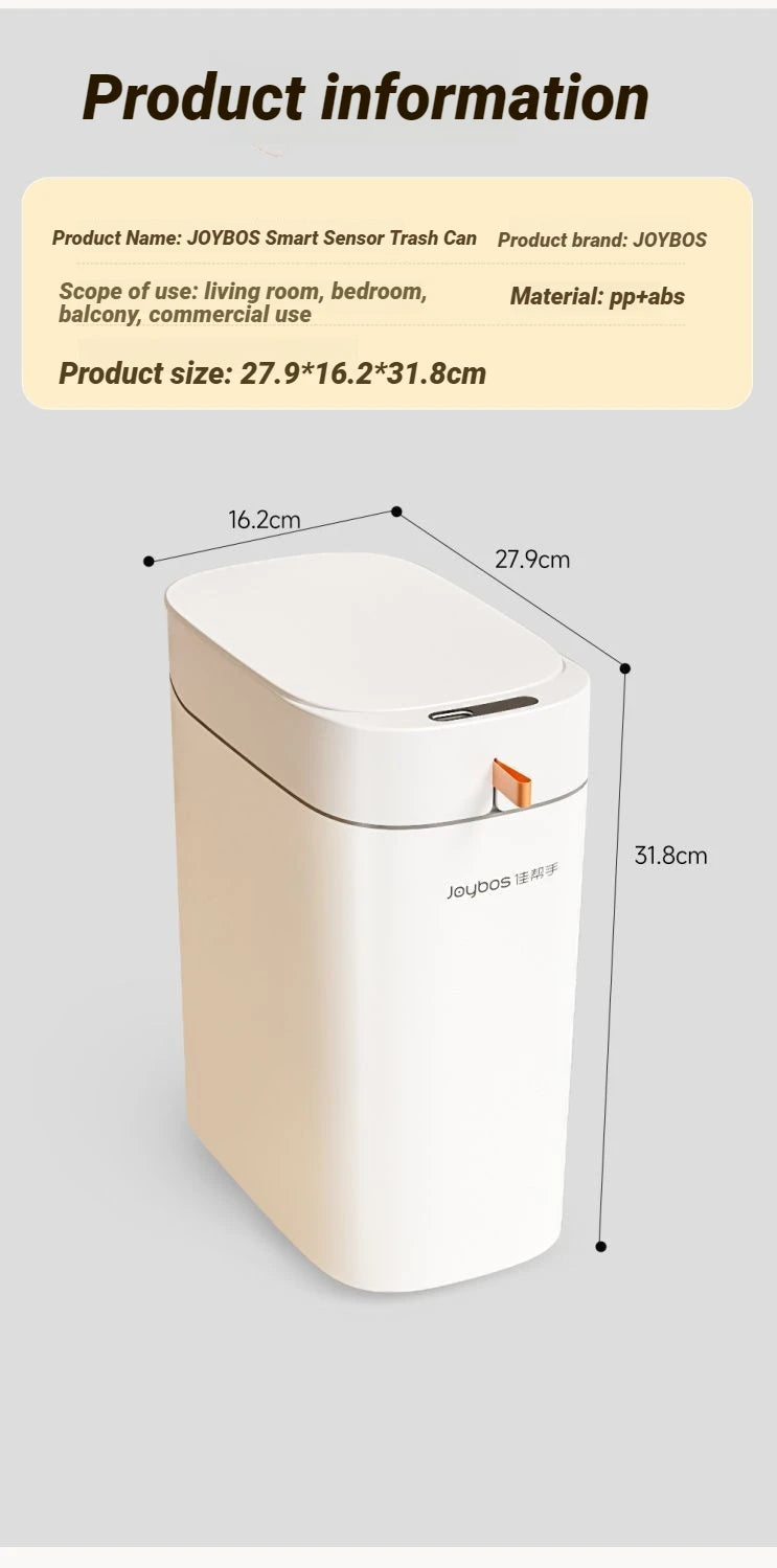 Cubo de basura inteligente Joybos, manos libres, adsorción automática de bolsas