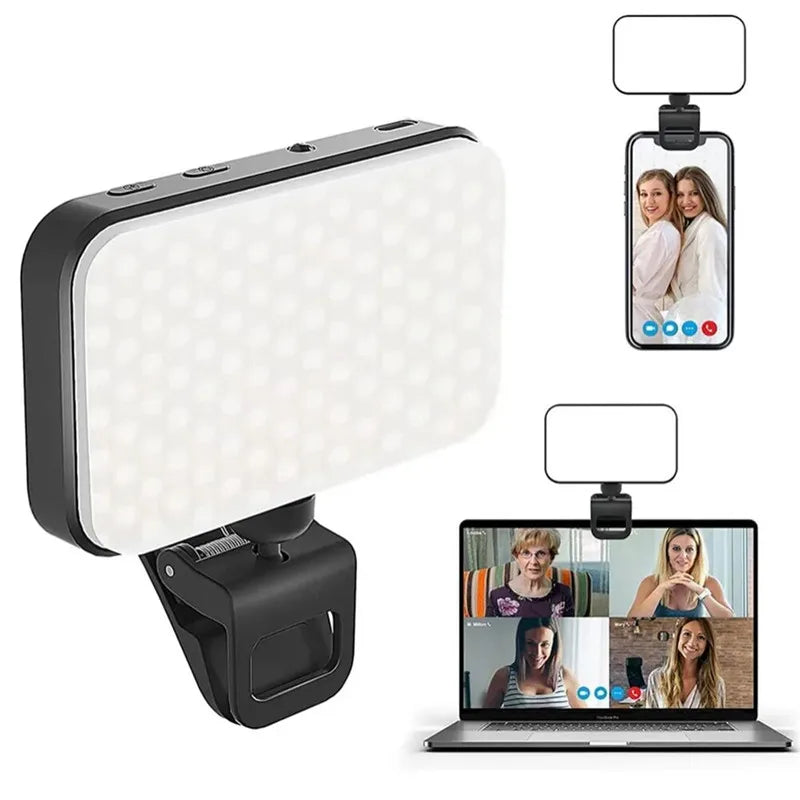 Luz LED de bolsillo COOL DIER para selfies, compatible con iPhone, iPad, teléfonos móviles y portátiles, con clip, flash, luz de relleno para video y fotografía, lámpara de fotografía.