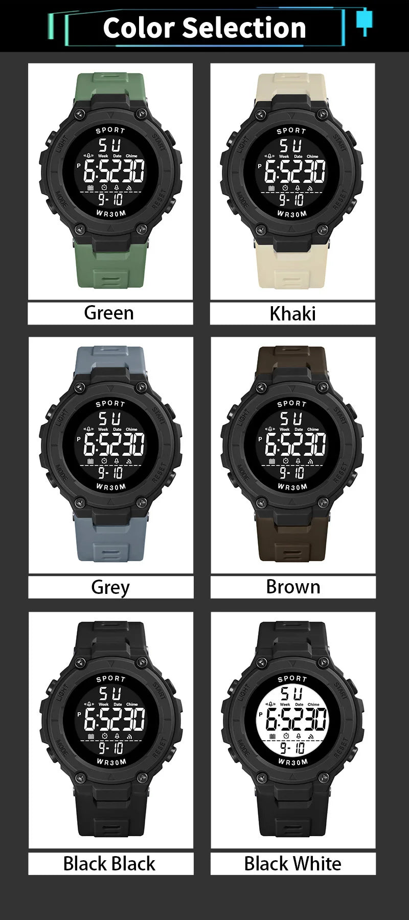 Reloj Deportivo Digital YIKAZE Militar para Hombre