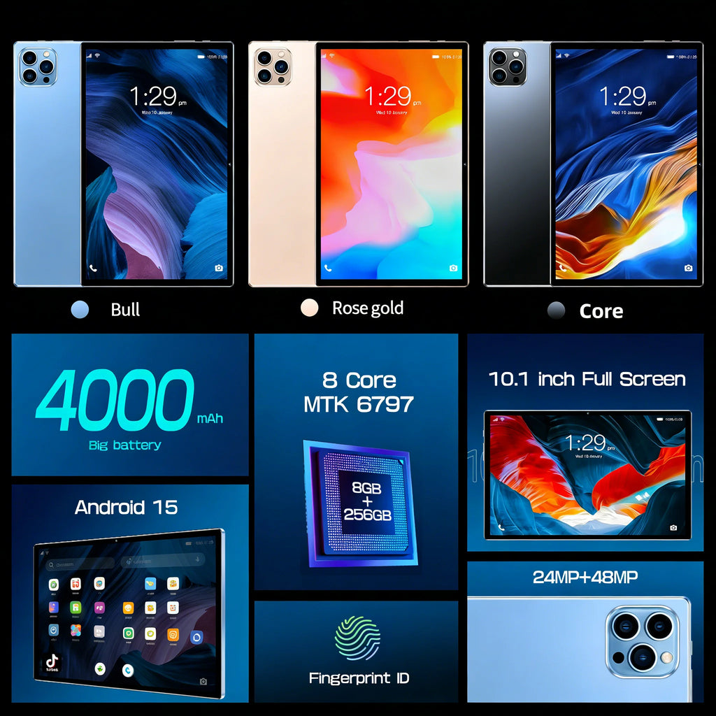 Tablet 16 Pro Max Android 15, 8GB 256GB, Multifuncional HD para Videollamadas y Juegos