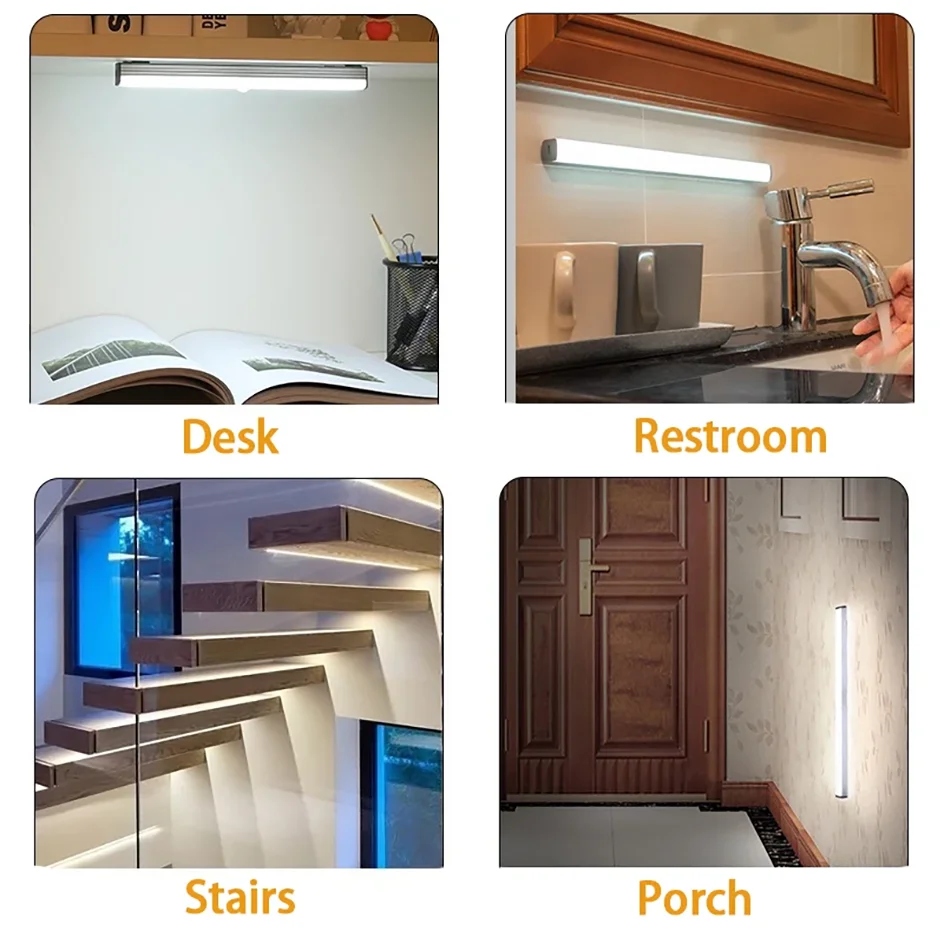 Barra LED con Sensor de Movimiento Recargable USB