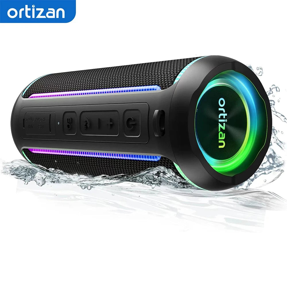 Ortizan X30 Altavoz Bluetooth portátil 40W al aire libre IPX7 impermeable bajo Boost caja de sonido 3-EQ TWS doble emparejamiento BT5.3 luces RGB