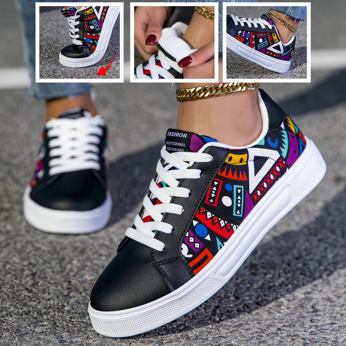 YRZL Zapatillas de deporte informales ligeras para mujeres y hombres, par de zapatos antideslizantes para caminar, zapatos impermeables, zapatos deportivos con estampado de grafiti a la moda para hombres