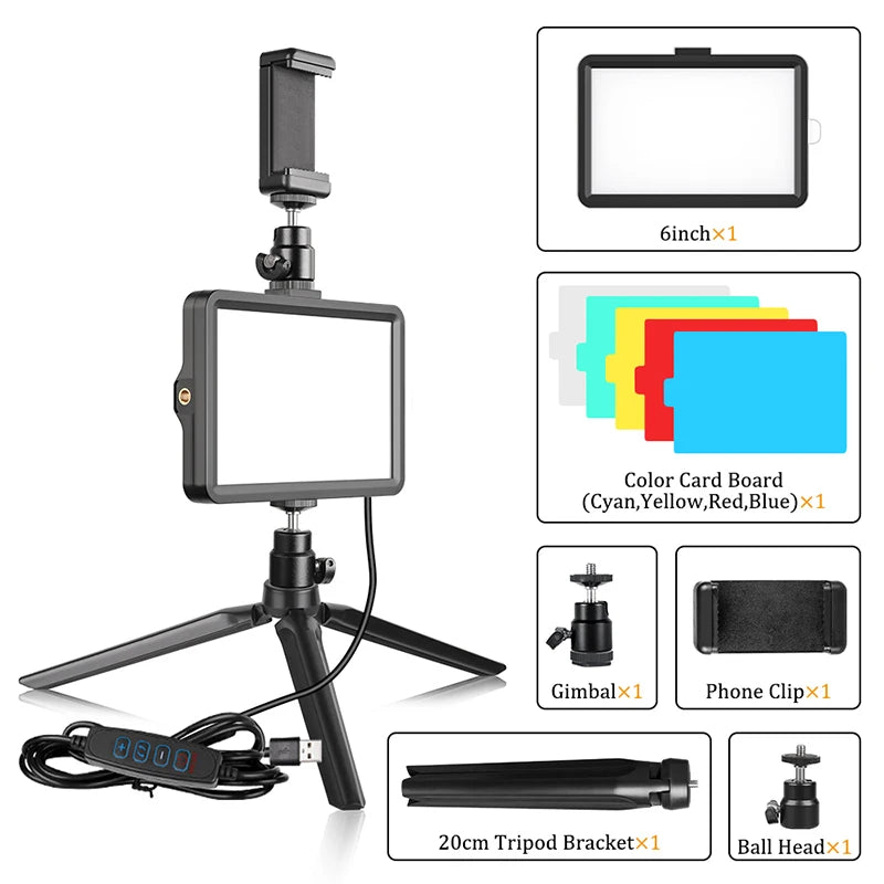 Luz LED Regulable para Video y Fotografía con Trípode 6/8"