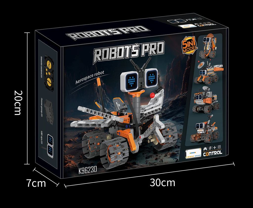 Montaje de modelo de robot transformable 5 en 1 con pantalla Digital, juguete de bloques de construcción de robot de control remoto, juguete para regalo para niños