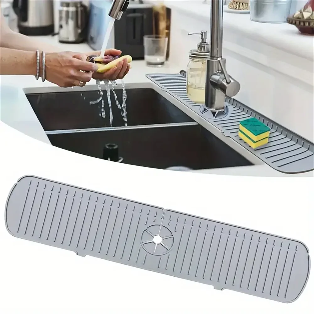 Esteras receptoras de agua para grifo de silicona, almohadillas de secado a prueba de derrames para fregadero de cocina, drenaje antideslizante y protector contra salpicaduras, estera colectora de agua