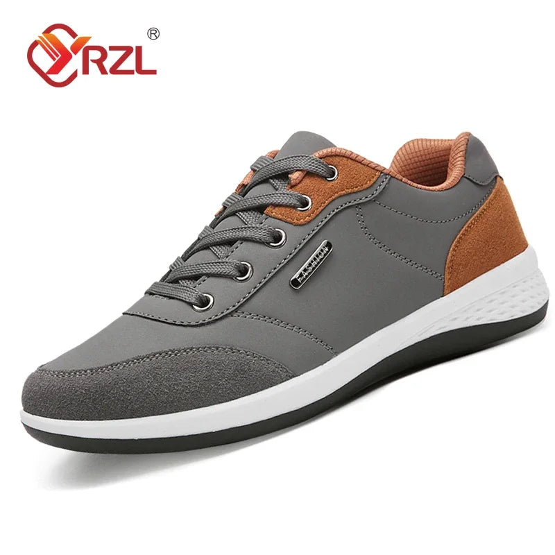 Zapatos YRZL para hombre, zapatillas impermeables para caminar para primavera y otoño, zapatos deportivos de cuero para hombre, zapatillas cómodas antideslizantes para hombre