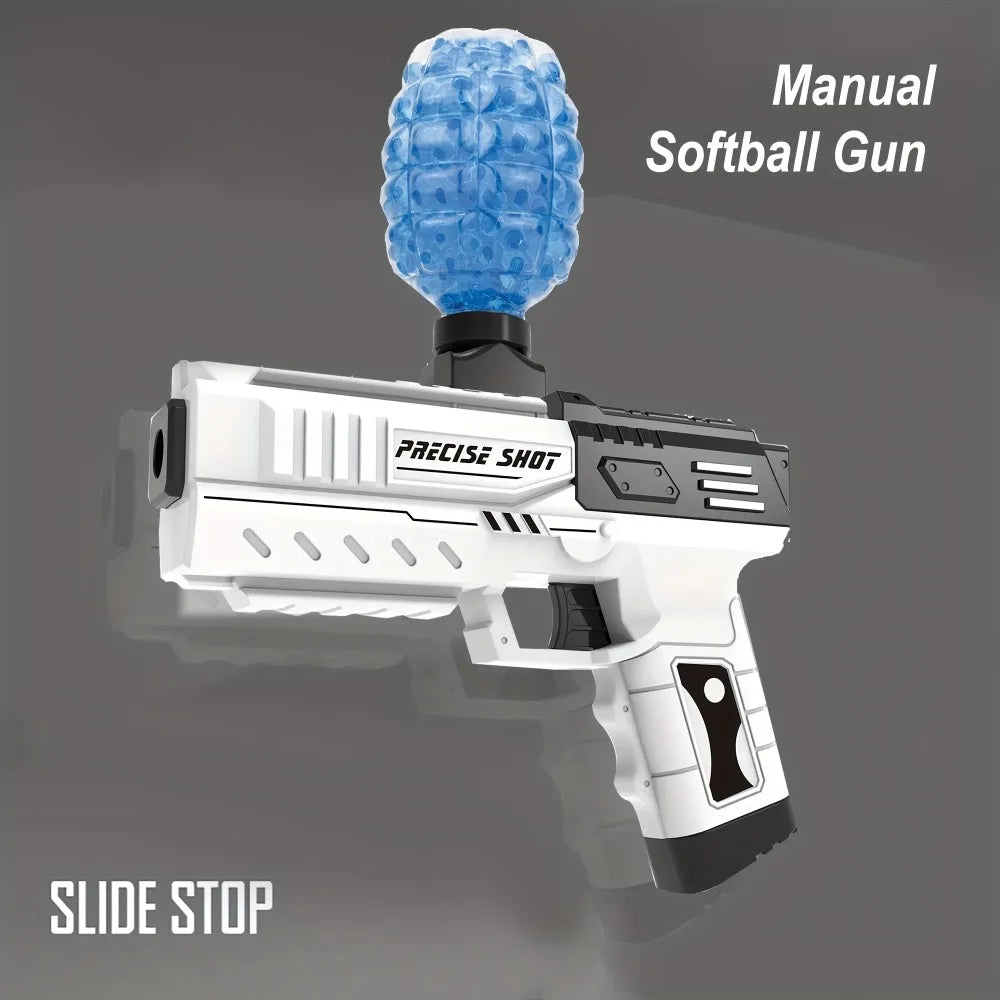 Blaster de bolas manual, pistola de juguete blasters de espuma de balas suaves, regalo genial (blanco y negro)
