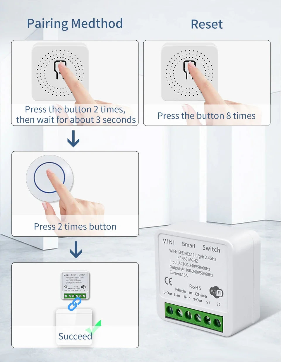 Interruptor Inteligente WiFi Tuya RF 16A Smart Life